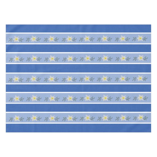 Blue Edelweiss Striped Tablecloth Tafelkleed (Voorkant (Horizontaal))