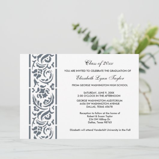 Blue Edge Afstuderen Aankondiging of uitnodiging (Staand voorkant)