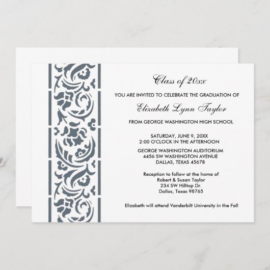 Blue Edge Afstuderen Aankondiging of uitnodiging (Voorkant / Achterkant)