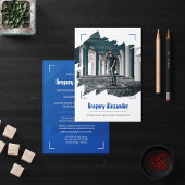 Blue Edgy Abstract Afstuderen penseelfoto Kaart