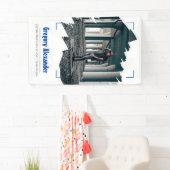 Blue Edgy Abstract Afstuderen penseelfoto Spandoek (Insitu)