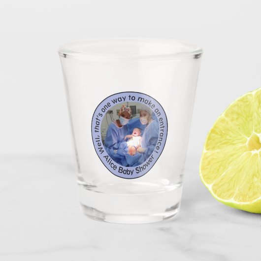 Blue Editable Celebrating Cesarean Birth Shot Glas (Voorkant)