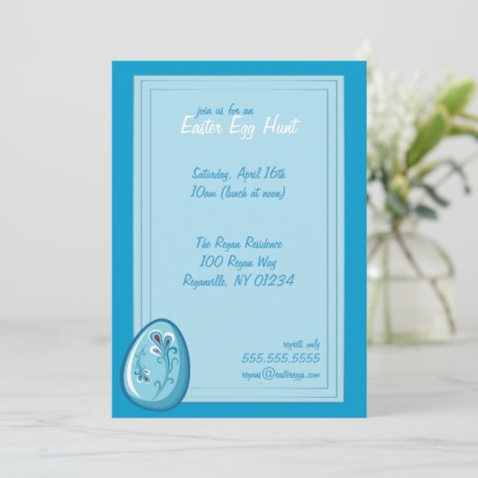 Blue Egg Easter Hunt-uitvindingen Kaart (Staand voorkant)