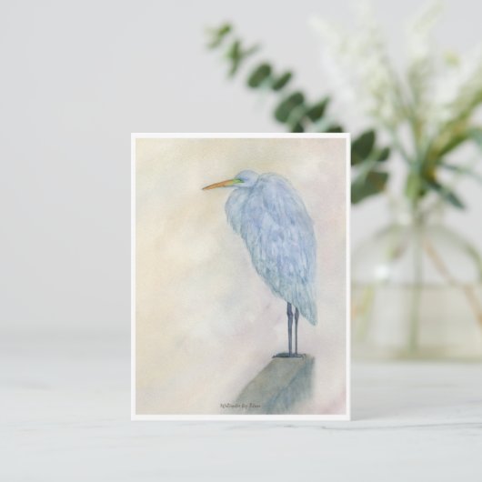 Blue Egret Watercolor Briefkaart (Staand voorkant)