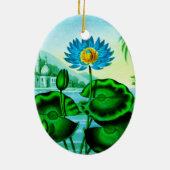 Blue Egyptian Water Lily / Lotus Illustration Keramisch Ornament (Achterkant)
