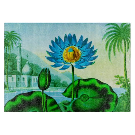 Blue Egyptian Water Lily / Lotus Illustration Snijplank (Voorkant)