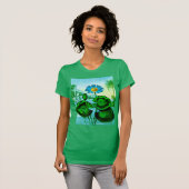 Blue Egyptian Water Lily / Lotus Illustration T-shirt (Voorkant volledig)