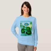 Blue Egyptian Water Lily / Lotus Illustration T-shirt (Voorkant volledig)