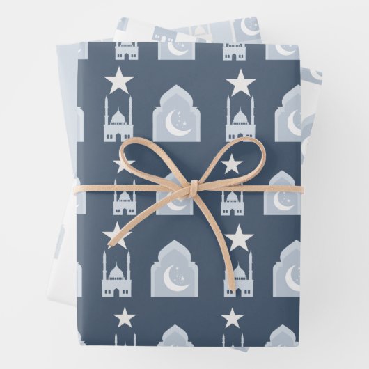 Blue Eid Gift Wrap Paper Set van 3 (In situ)