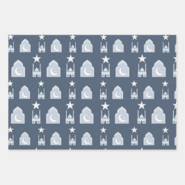 Blue Eid Gift Wrap Paper Set van 3