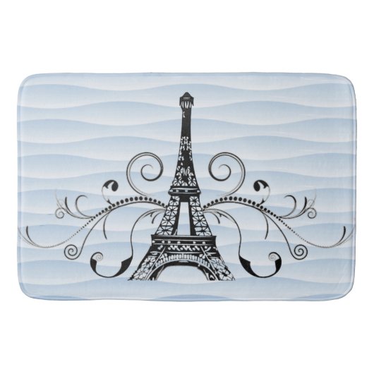 Blue Eiffel Towel Flourish Bath Mat (Voorkant)