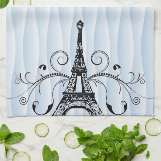 Blue Eiffel Towel Flourish Kitchen Towel Theedoek (Gevouwen)