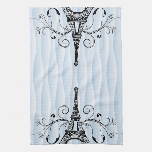 Blue Eiffel Towel Flourish Kitchen Towel Theedoek (Verticaal)