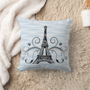 Blue Eiffel Towel Flourish Pillow Kussen
