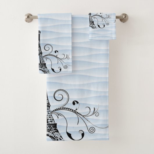 Blue Eiffel Towel Flourish Towel Set Bad Handdoek (Insitu)