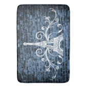 Blue Eiffel Towel Grunge Bath Mat (Voorkant Verticaal)