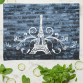 Blue Eiffel Towel Grunge Kitchen Towel Theedoek (Gevouwen)