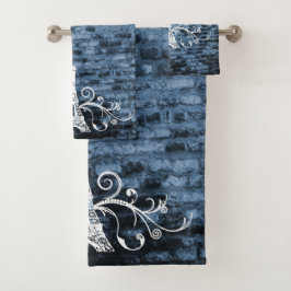 Blue Eiffel Towel Grunge Towel Set Bad Handdoek