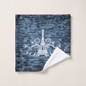 Blue Eiffel Towel Grunge Towel Set Bad Handdoek (Wasdoekje)