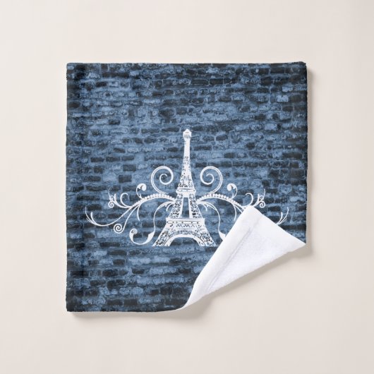 Blue Eiffel Towel Grunge Towel Set Bad Handdoek (Wasdoekje)