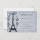 Blue Eiffel Tower Bridal Shower-uitnodiging Kaart (Voorkant)