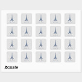 Blue Eiffel Tower Damask Hartelijk dank, Stickers (Vel)