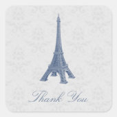 Blue Eiffel Tower Damask Hartelijk dank, Stickers (Voorkant)