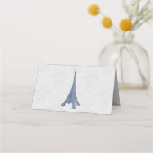 Blue Eiffel Tower Damask Reception Place Card Plaatskaartje (Achterkant)