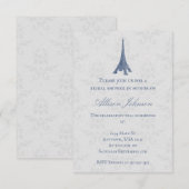 Blue Eiffel Tower Damask Vrijgezellenfeest Invite Kaart (Voorkant / Achterkant)