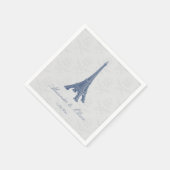 Blue Eiffel Tower Damask Vrijgezellenfeest Napkin Servet (Hoek)