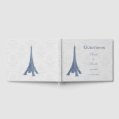 Blue Eiffel Tower Damask Wedding Guestbook Gastenboek (Volledig)
