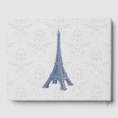 Blue Eiffel Tower Damask Wedding Guestbook Gastenboek (Achterkant)