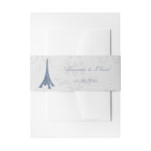 Blue Eiffel Tower Damask Wedding Invite Belly Band Uitnodigingen Wikkel (Voorkant Voorbeeld)