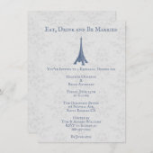 Blue Eiffel Tower Damask Wedding Rehearsal Dinner Kaart (Voorkant / Achterkant)