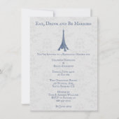 Blue Eiffel Tower Damask Wedding Rehearsal Dinner Kaart (Voorkant)
