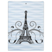 Blue Eiffel Tower Flourish Cliboard Klembord (Achterkant)