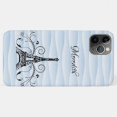 Blue Eiffel Tower Flourish Hoesje-Mate iPhone Case (Achterkant (horizontaal))