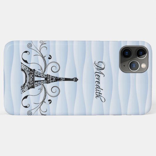 Blue Eiffel Tower Flourish Hoesje-Mate iPhone Case (Achterkant (horizontaal))