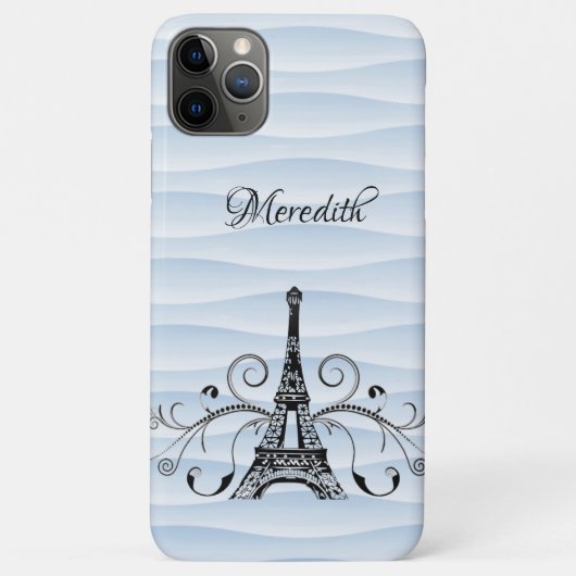 Blue Eiffel Tower Flourish Hoesje-Mate iPhone Case (Achterkant)