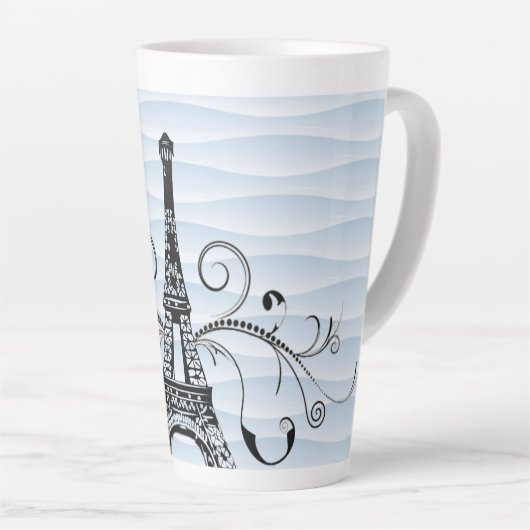 Blue Eiffel Tower Flourish Latte Mok (Rechterhoek)