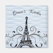 Blue Eiffel Tower Flourish Magnet (Voorkant)