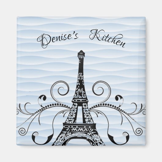 Blue Eiffel Tower Flourish Magnet (Voorkant)