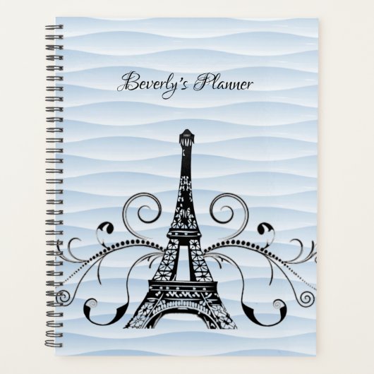 Blue Eiffel Tower Flourish Planner (Voorkant)
