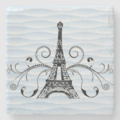 Blue Eiffel Tower Flourish Stone Onderzetter (Voorkant)