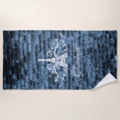Blue Eiffel Tower Grunge Beach Towel Strandlaken (Voorkant)