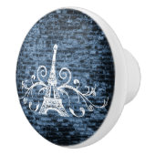 Blue Eiffel Tower Grunge Ceramic Pull Keramische Knop (Rechts)
