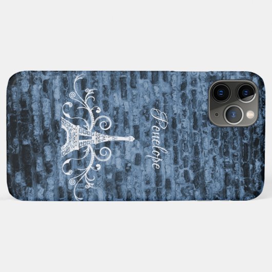 Blue Eiffel Tower Grunge Hoesje-Mate iPhone Case (Achterkant (horizontaal))