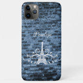 Blue Eiffel Tower Grunge Hoesje-Mate iPhone Case (Achterkant)
