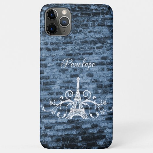 Blue Eiffel Tower Grunge Hoesje-Mate iPhone Case (Achterkant)