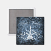 Blue Eiffel Tower Grunge Magnet (Voorkant / Achterkant)